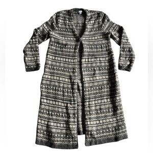J. Jill Gray and Cream Knit long Cardigan